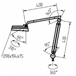 Plan lampe LED avec loupe orientable sur bras articulé