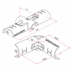 Dimensions des connecteurs pour fixation de 4 tubes