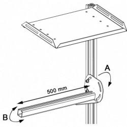 Support latéral en porte à faux pour tablette avec fixations sur profilé aluminium