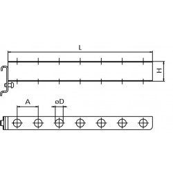 Dimensions crochet support 7 tournevis pour panneau perforé