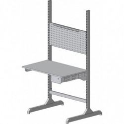 Poste contrôle qualité modulaire avec structure montants perforés