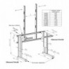 Plan du poste de travail ergonomique réglable en hauteur avec mono cadre frontal en montants perforés