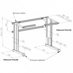 Plan poste de travail hauteur réglable