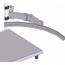 Bras articulé avec 1 rail pour bacs à becs de 1 L sur poste de travail industriel
