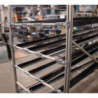 Traverse en tube aluminium sur équerres nappe pour rayonnage dynamique d'atelier