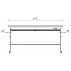 Dimensions table de travail inox électrique