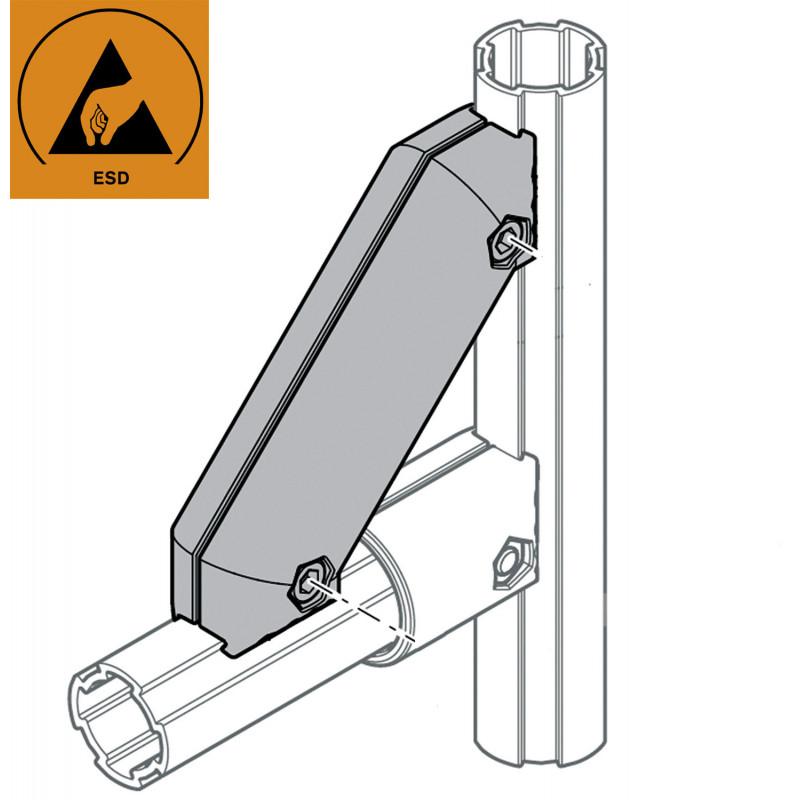 Renfort à 45° pour 2 tubes alu perpendiculaires