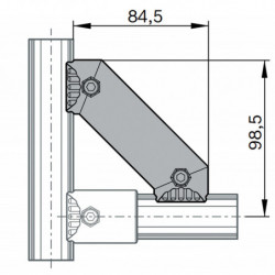 Schéma Renfort à 45° pour 2 tubes alu perpendiculaires