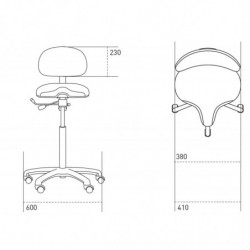 Dimensions siège réglable pour position assise ou debout avec dossier