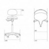 Dimensions siège réglable pour position assise ou debout avec dossier