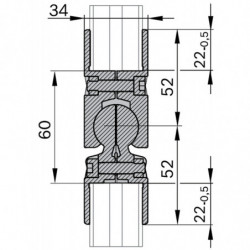 Schéma Raccord articulé 2 tubes diamètre 28 mm