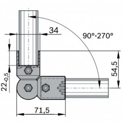 Schéma Jonction angulaire réglable pour 2 tubes alu