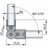Schéma Jonction angulaire réglable pour 2 tubes alu