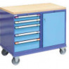 Desserte d'atelier à roulettes 5 tiroirs 1 porte économique