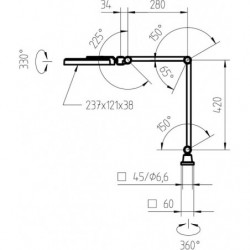 Plan lampe LED ESD 5000k sur bras articulé