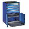 Armoire à portes battantes, 5 tiroirs et 2 rayons