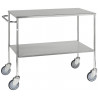 Desserte 2 plateaux revêtement inox dossier horizontal