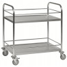 Desserte inox 18/0 2 plateaux barres de retenue