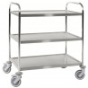 Desserte inox 18/8 3 plateaux dossier vertical