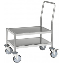 Chariot inox 18/8 soudé avec 2 plateaux