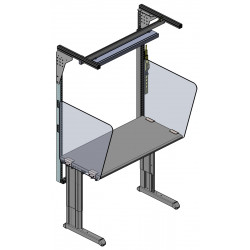 Vitre de protection latérale profondeur 600 mm sur poste de travail profondeur 600 mm