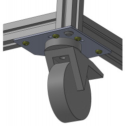 Platine roulette pivotante à oeil pour éviter le dépassement des roues du chariot ou dynamique