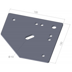 Platine roulette à oeil 150x150 diamètre 13