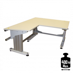 Table de travail industrielle motorisée en angle réglable en hauteur pour une position ergonomique
