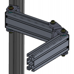 Bras 2 articulations en profilé Aluminium pour fixation sur profilé Aluminium