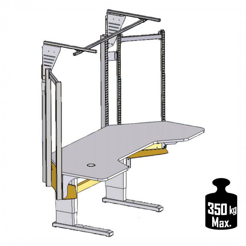 Poste de travail ergonomique anti-TMS à hauteur réglable avec aménagement frontal