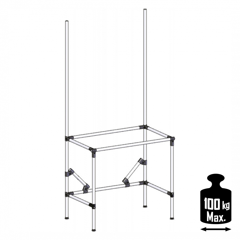 Poste de travail en tube avec mono cadre frontal M750