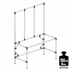 Poste de travail ergonomique hauteur fixe - Structure tubulaire triple cadre M500 + M500 + M600