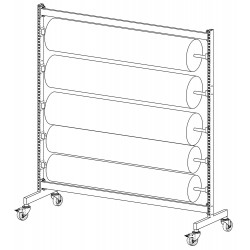 Structure porte rouleau de tissus à roulettes