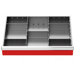Organisateur de tiroirs 600 x 400 mm - 2 séparateur longitudinal + 5 séparateurs