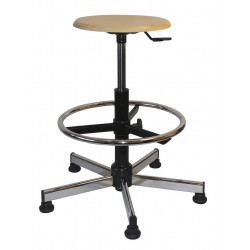 Tabouret fixe assise bois ou vinyle