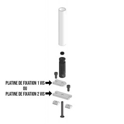 Fixation tube sur profilé aluminium par 1 ou 2 vis