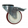 Roulette pivotante à œil Ø 100 mm bandage polyuréthane rouge
