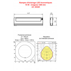 Rampes d’éclairage LED économiques longueur 449 mm 15w ref. 63045 2