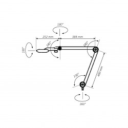 Plan lampe LED pour poste de travail ergonomique sur bras articulé