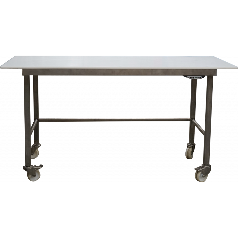 Table industrielle électrique structure inox et plateau PEHD, inox ou PVC