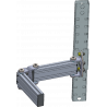 Bras 2 articulations en profilés Aluminium pour fixation sur montants perforés