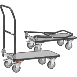 Chariot pliable à plateforme en mélaminé gris