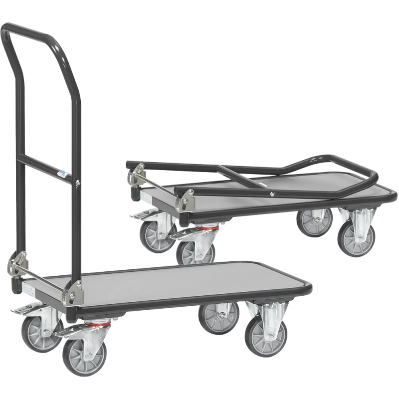 Chariot pliable à plateforme en mélaminé gris