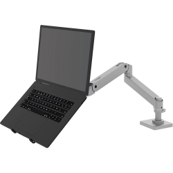 Support PC portable sur bras articulé avec extension de bras pour fixation sur plateau