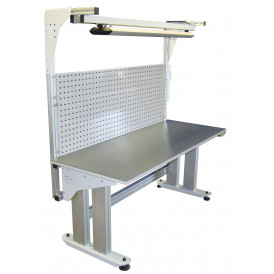 Poste de travail motorisé ajustable en hauteur charge 350 kg montants profilés aluminium
