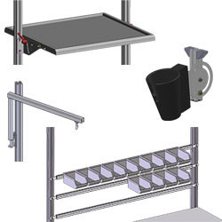 Aménagement frontal sur profilés aluminium - Etagères et supports bacs